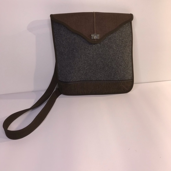 Material Things Unisex Gray Brown Crossbody Bag - Picture 1 of 8